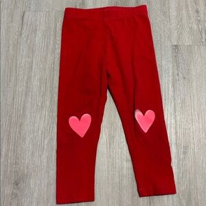 Cat & Jack Red Leggings with Pink Heart Accents